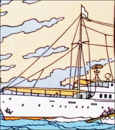 Comment s'appelle le bateau dans lequel navigue Rastapopoulos ?