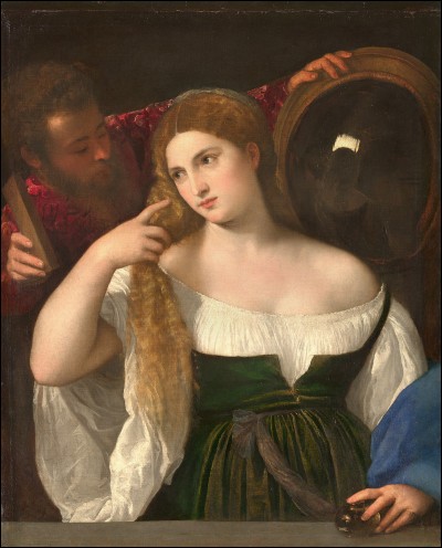 Quel peintre italien est l'auteur du tableau "La Femme au miroir" ?