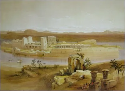 Quel artiste écossais réalisa cette magnifique aquarelle du temple de l'île de Philae ?