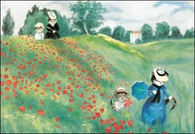 Cette uvre est tirée de l'ouvrage de Susan Herbert, peintre anglaise et spécialiste de l'illusion animalière. Saurez-vous retrouver dans quelle uvre les chats se sont immiscés ?