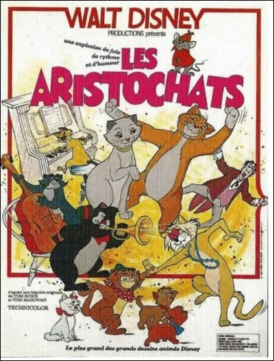 "Les Aristochats" - Paris 1910 - Madame de Bonnefamille, millionnaire excentrique, vit seule entourée de ses chats : Duchesse, Marie, Toulouse et...