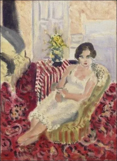 Qui a réalisé le tableau "Femme assise, tapis rayé" ?