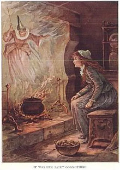 Que regarde Cendrillon sur cette photo (Childhood's Favorites and Fairy Stories 1909) ?
