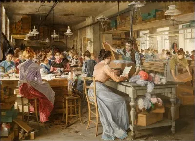 Ce tableau « Les modistes » de Johann Hamza montre des femmes en plein travail. Que confectionnent-t-elles ?