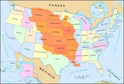 Qui vend la colonie française de Louisiane (en orange sur la carte) aux États-Unis en 1803 ?