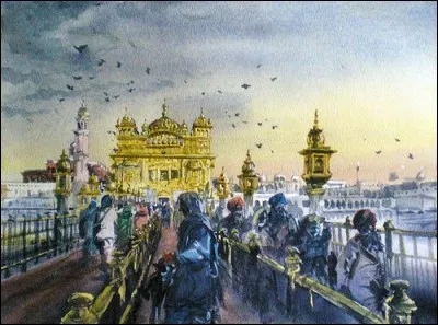 Lieu : Inde
Postulat : ville sacrée de la population Sikh (religion monothéiste du nord de l'Inde) - Harmandir Sahib ou le Temple d'Or - le Trône de l'Immortel