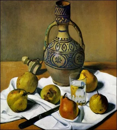 Qui a peint "Cruche marocaine et poires" ?