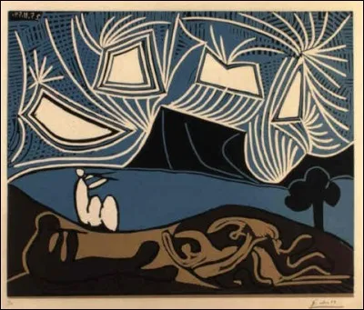 À qui est le tableau intitulé "Bacchanales, couples et flûtistes au bord d'un lac" ?