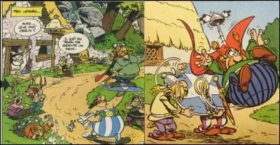 Si on observe bien ce personnage, on se rendra compte qu'il ambidextre. On s'en rend compte si on observe son port d'épée. Il tiendra par trois fois un rôle important dans les aventures de la tribu. On se rendra compte que ce bon vivant possède un attribut gaulois très important.
Dans la version occitane, il se nomme « Fasempascrèdix » (nous ne faisons pas crédit).
Qui est-il ?