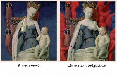 "La Vierge à l'enfant" (de Fouquet) nous raconte lui aussi toute une histoire. Que manque-t-il entre les deux scènes ?