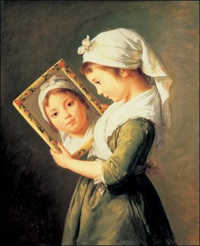 Qui a peint cette fillette se regardant dans un miroir ?
