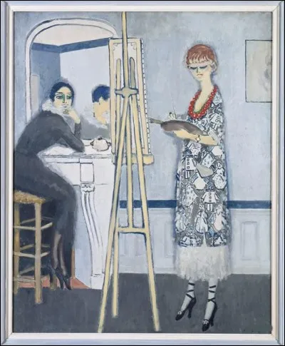 Beau miroir sur ce tableau intitulé "Passe-temps honnête", signé par le peintre :