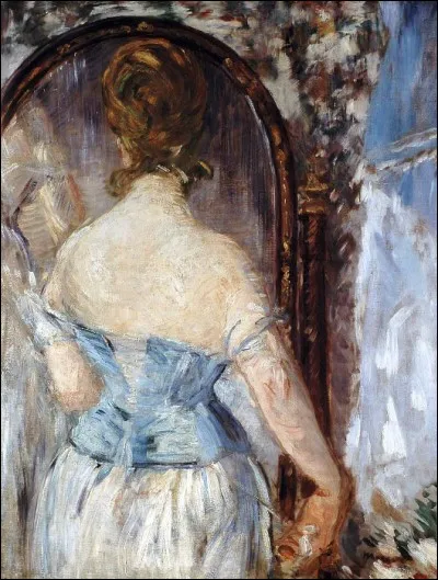 Belle uvre impressionniste que cette toile appelée "Devant la glace" par le peintre :