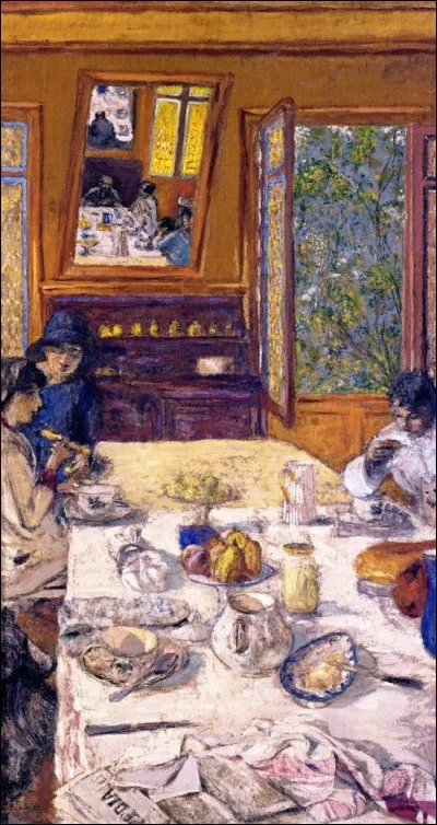 Voici un petit déjeuner qui se reflète dans dans la glace, représenté par :