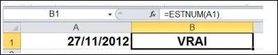 À votre avis que contient la cellule A1, si la cellule B1 contient la formule =ESTNUM(A1) ?