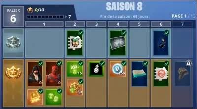 Combien de skins y a-t-il lors du "Passe", saison 8 ?