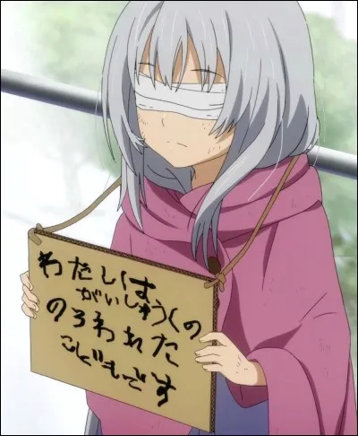 Dans « Black Bullet », c'est la discrimination qui pose problème : seulement parce qu'elles ont les yeux rouges, les enfants maudites sont persécutées. Celle-ci en a même eu les yeux brûlés par du plomb fondu. Pourtant, que fait-elle sans cesse ?