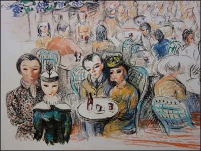 À qui doit-on la lithographie "à table au café des Sirènes" ?