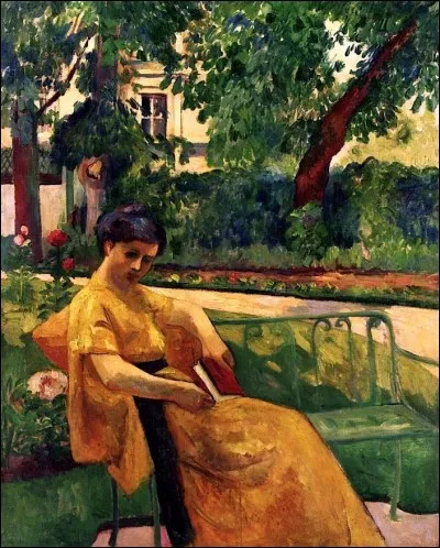 Qui est l'auteur de la toile "Jeanne en jaune dans le jardin de Neuilly" ?