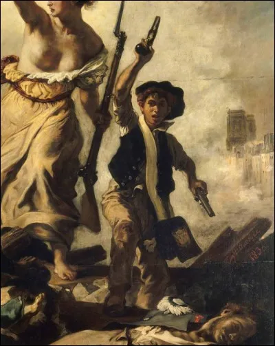 Sur le tableau célèbre de Delacroix, dont n'aperçoit ici qu'un détail, que brandit "La Liberté guidant le peuple" dans sa main droite ?