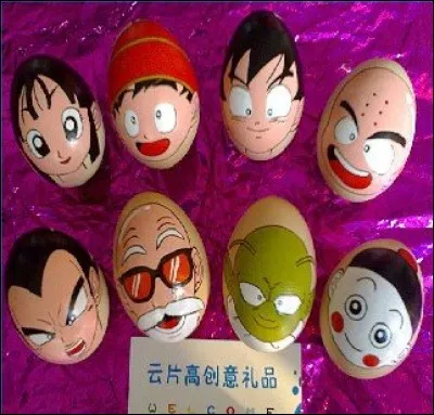 Des oeufs peints en personnages de "Dragon Ball", en voilà une bonne idée ! Lequel a la peau verte ?