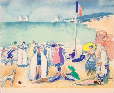 Qui est l'auteur de l'aquarelle "Plage &agrave; Deauville" ?