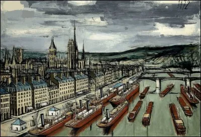 Qui a réalisé cette toile représentant "Rouen" ?