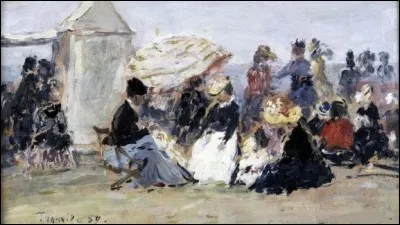 Qui est le peintre de cette "Scène de plage à Trouville" ?