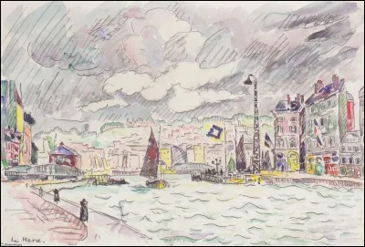 Qui a réalisé l'aquarelle "Le Havre sous la pluie" ?