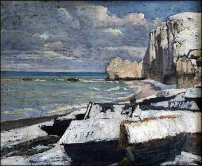 Qui a immortalisé "La Plage d'Étretat par temps de neige" ?