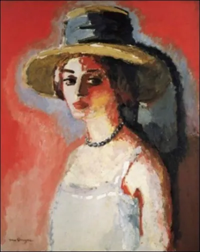 Qui a peint "Femme au collier, fond rouge" ?