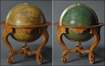 1728 : Il était courant à l'époque de construire deux sphères identiques, l'une terrestre et l'autre céleste, à l'image de celles-ci. Mais où tous ces globes sont-ils concervés ?
