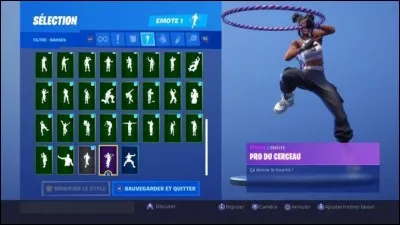 À quel palier se trouve l'emote "Pro du Cerceau" ?