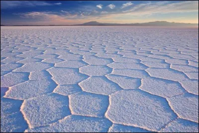 Le salar d'Uyni, que l'on voit ici, est la plus grande étendue de sel au monde. Indice pour les amateurs : notre photo a été prise au lever du soleil. Bref, il s'agit d'un désert de sel à 3 658 m d'altitude, qui s'étend sur une superficie totale de plus de 10 500 km².
Où se trouve ce phénomène hors de l'ordinaire ?