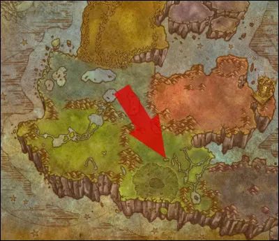 Comment se nomme la région indiquée par la flèche, en Outreterre ?