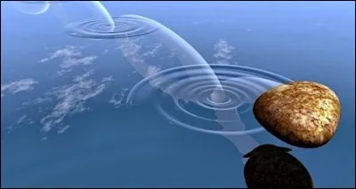 Quand on fait rebondir une pierre sur l'eau.