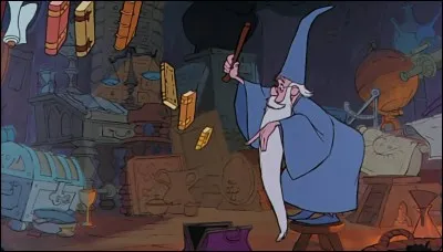 Dans "Merlin l'enchanteur", quel est le nom de la musique chantée par Merlin quand il range ses affaires dans son sac ?