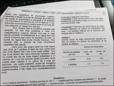 Quelles sont les variables d'intérêt du chercheur (pas au sens large) ? (voir photo)