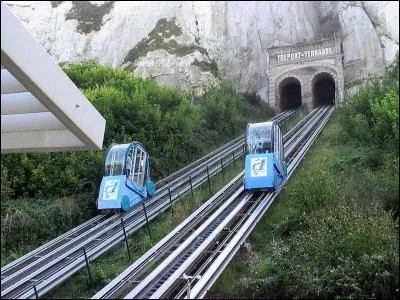 Quel est le nom de la ligne de quatre ascenseurs inclinés reliant les quartiers haut et bas de la ville du Tréport, en Normandie ?