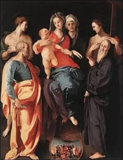 ''La Vierge à l'Enfant avec sainte Anne et quatre saints'' est une huile sur bois réalisé entre 1527 et 1529 par un peintre de l'école florentine de mouvement maniériste. Lequel de ces trois artistes a réalisé ce tableau conservé au musée du Louvre ?