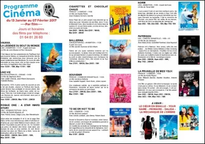 &Agrave; quelle heure se trouve la s&eacute;ance du samedi pour le film "La prunelle de mes yeux" ?