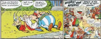 Pour pouvoir se rendre à un endroit qui deviendra une ruine hellénique célèbre, nos amis gaulois se rendent compte qu'ils sont, grâce à Jules César, « devenus » Romains, même si cela est surprenant. Par contre, la félonie des Romains sera démontrés par le druide Panoramix et Astérix !
Quel est cet album ?