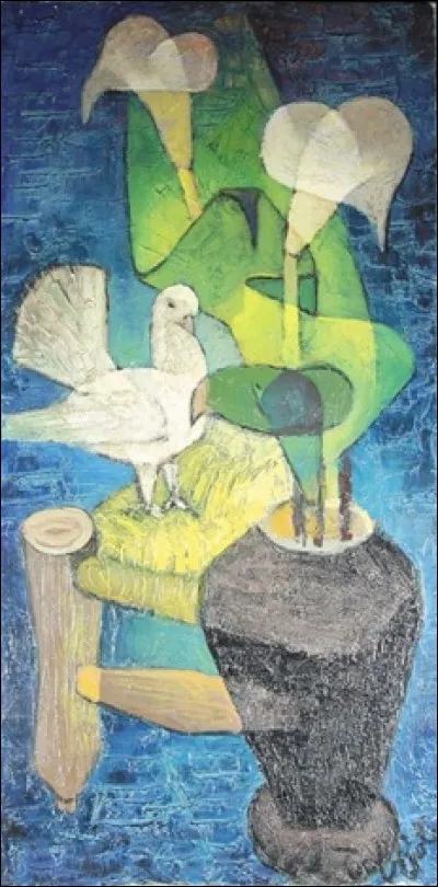 Qui a peint "Composition à la colombe et aux lys" ?