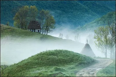 N'est-elle pas un peu étrange cette maison traditionnelle, construite de bois avec un toit de paille ? En tout cas, elle est encore habitée : on la trouve dans Tara Motilor, montagnes d'Apuseni, en Transylvanie. 
Pourtant, elle représente l'architecture typique de cette zone. C'est qu'en fait, une véritable civilisation du bois s'y est développée : où faut-il aller pour espérer voir cette maison ?