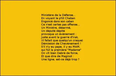 Récréation > Parmi les noms cités ci-dessus, lequel n'a pas été ministre des Armées ?