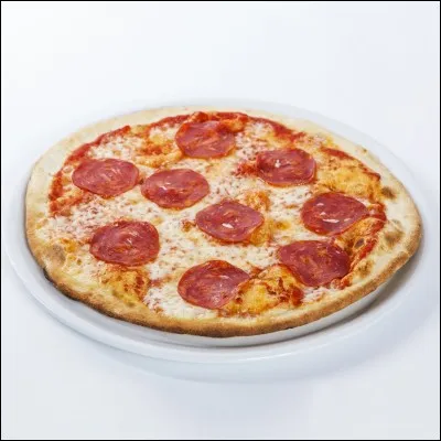 Quel est le nom de la pizza qui est faite de mozarella, de tomates et de salami piquant ?