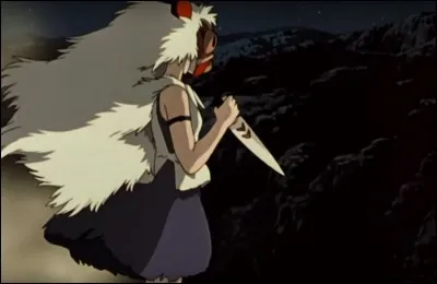 À quel moment princesse Mononoké menace-t-elle Ashitaka avec son couteau ?