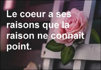 Quel philosophe est l'auteur de cet adage : Le cur a ses raisons que la raison ne connaît point." ?
