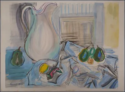 Quel artiste a réalisé "Poires et pot blanc" ?