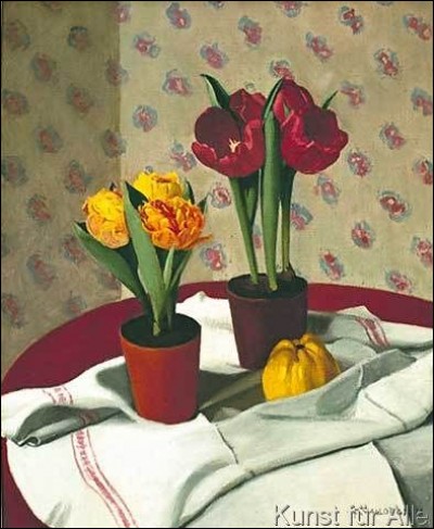 Qui a peint "Deux pots de tulipes rouges et jaunes" ?